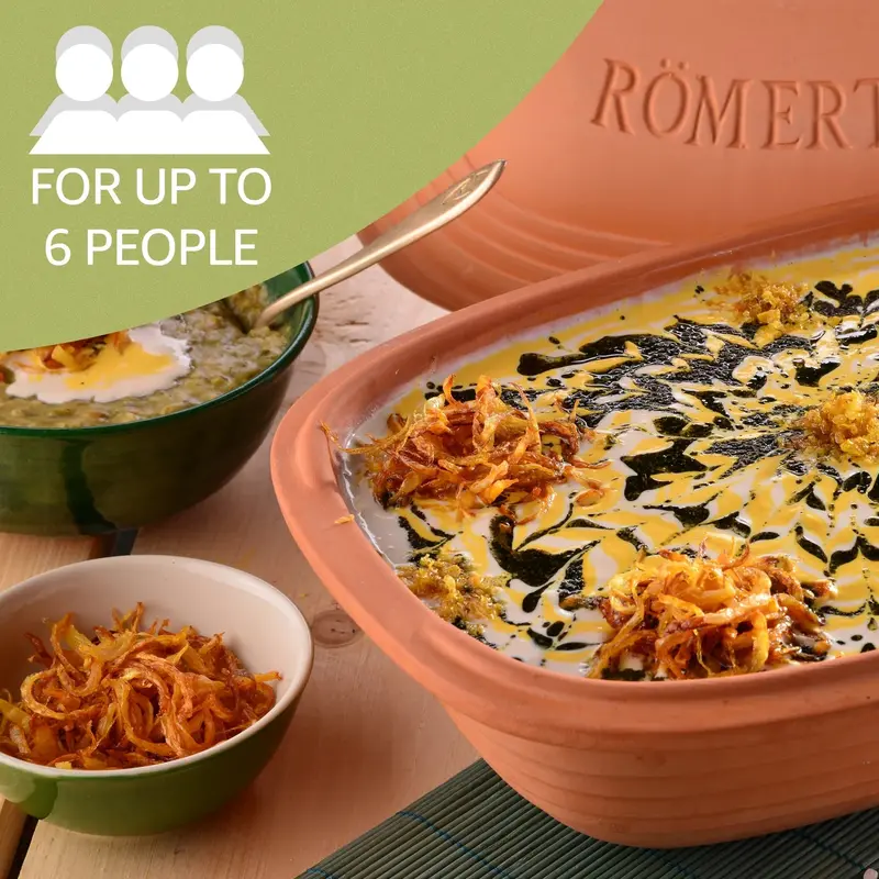 Romertopf 5.2-Quart Unglazed Clay Roaster – Natural, Non-Toxic Dutch Oven for Healthy Slow Cooking