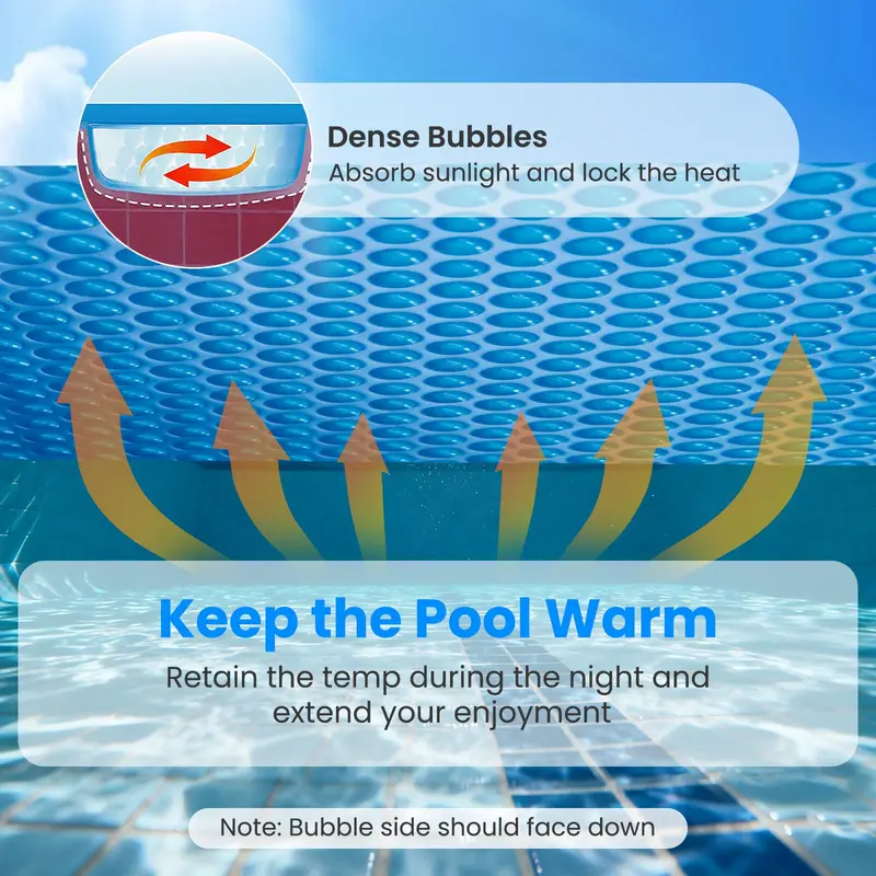 Round Solar Pool Cover – 8 ft or 12 ft Heavy-Duty Thermal Bubble Insulation Blanket 2
