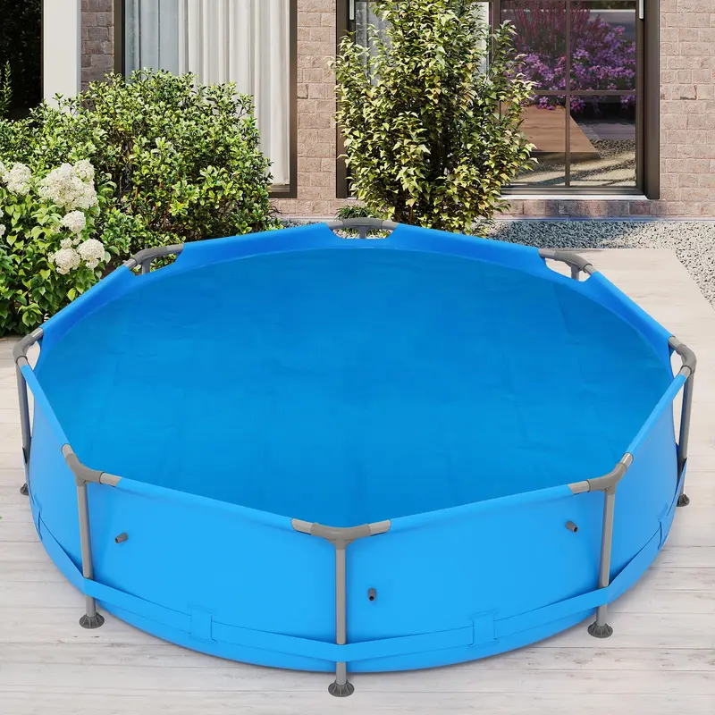 Round Solar Pool Cover – 8 ft or 12 ft Heavy-Duty Thermal Bubble Insulation Blanket