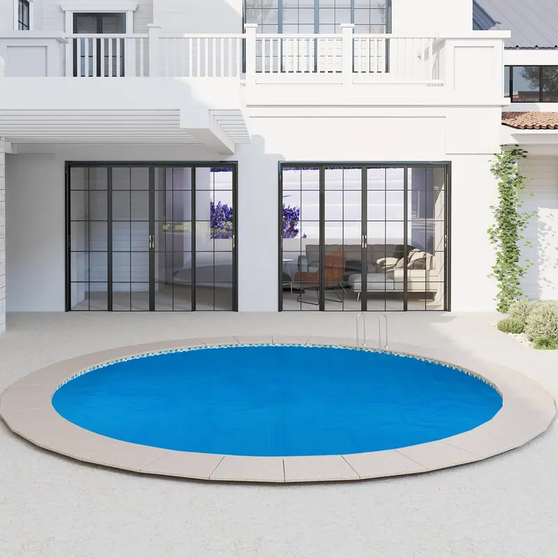 Round Solar Pool Cover – 8 ft or 12 ft Heavy-Duty Thermal Bubble Insulation Blanket