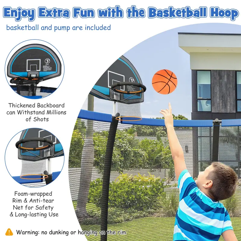Round Trampoline in Multiple Sizes: 8ft, 10ft, and 12ft Options
