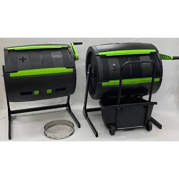 RSI Maze 65-Gallon Dual Composting System – Includes Tumbling Bin, Cart, and Sifter