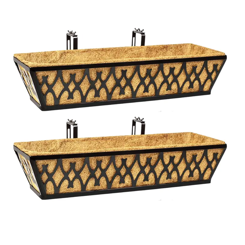 Rust-Resistant Metal Window Box Planter with Pre-Installed Coco Liner
