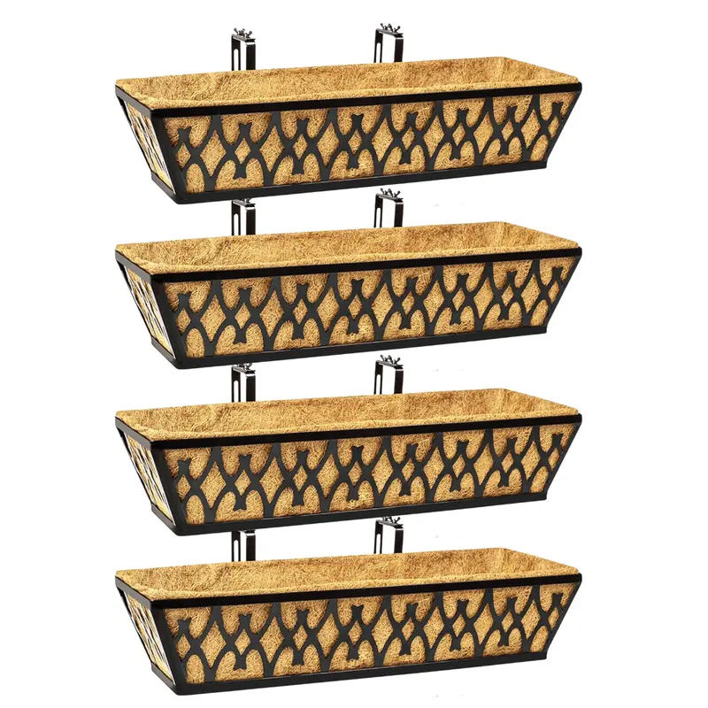 Rust-Resistant Metal Window Box Planter with Pre-Installed Coco Liner 2