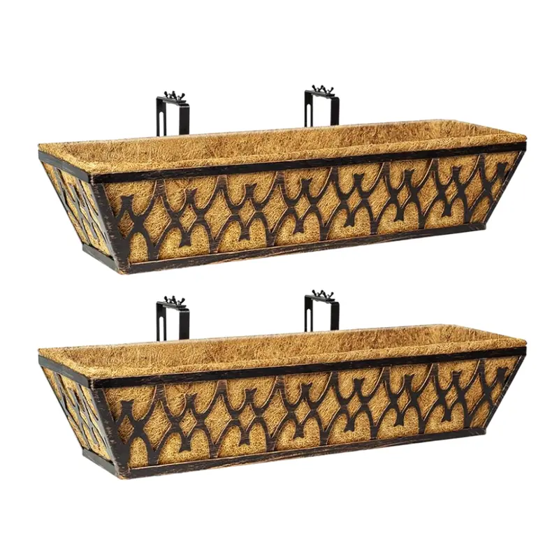 Rust-Resistant Metal Window Box Planter with Pre-Installed Coco Liner
