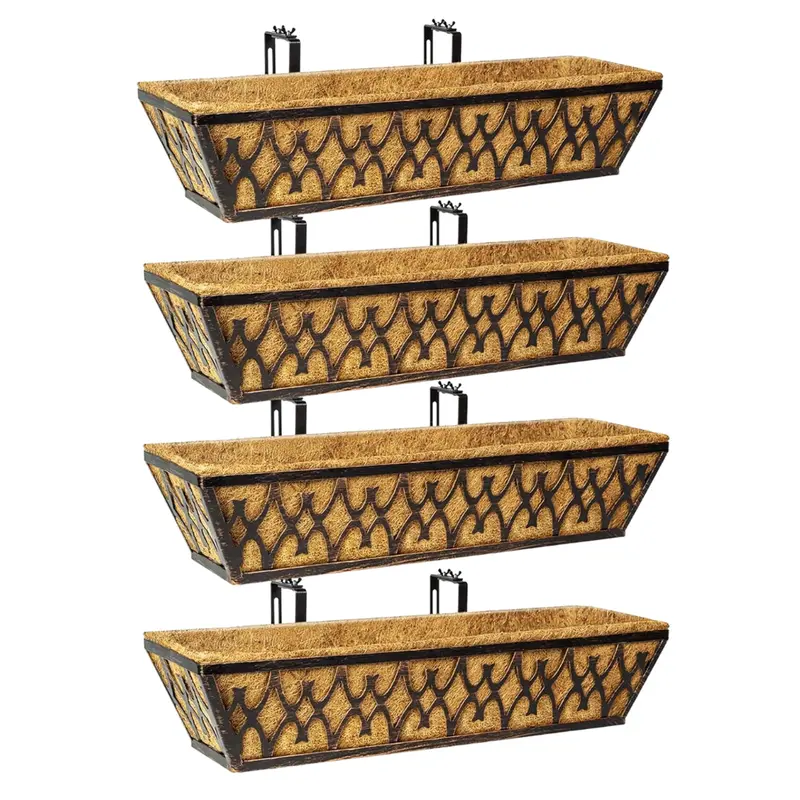 Rust-Resistant Metal Window Box Planter with Pre-Installed Coco Liner