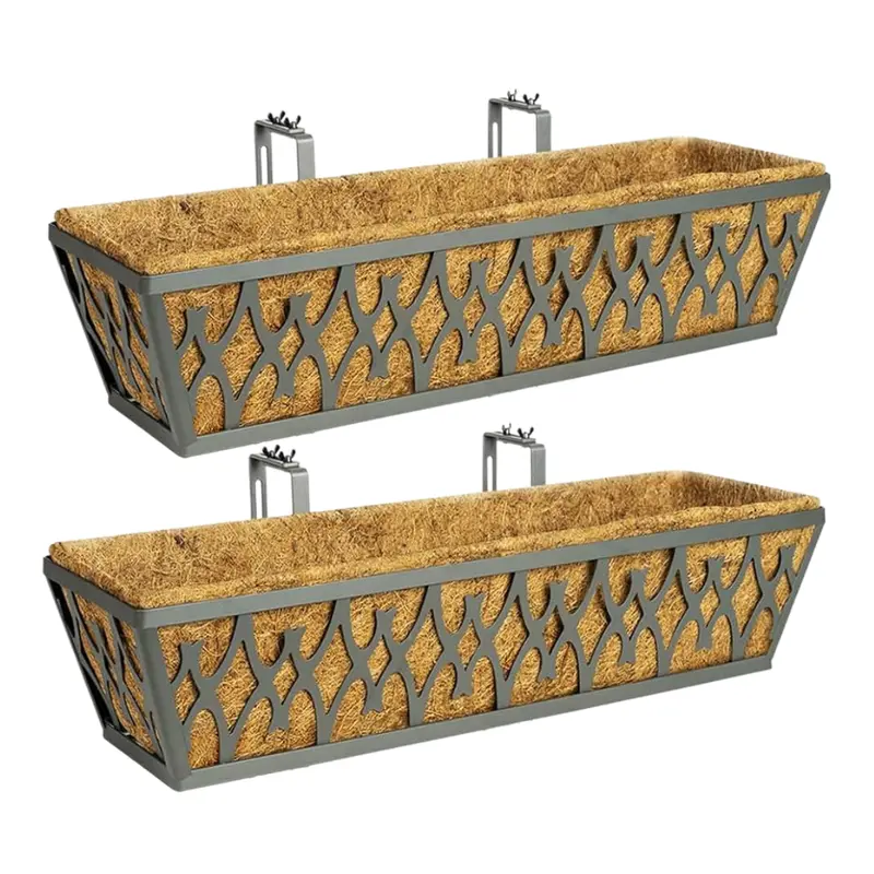 Rust-Resistant Metal Window Box Planter with Pre-Installed Coco Liner
