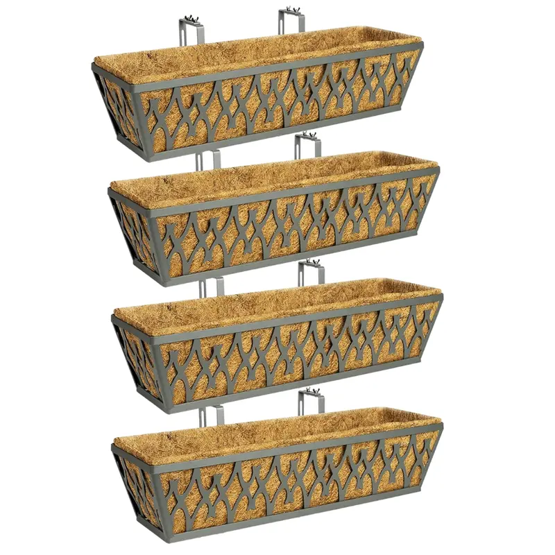 Rust-Resistant Metal Window Box Planter with Pre-Installed Coco Liner