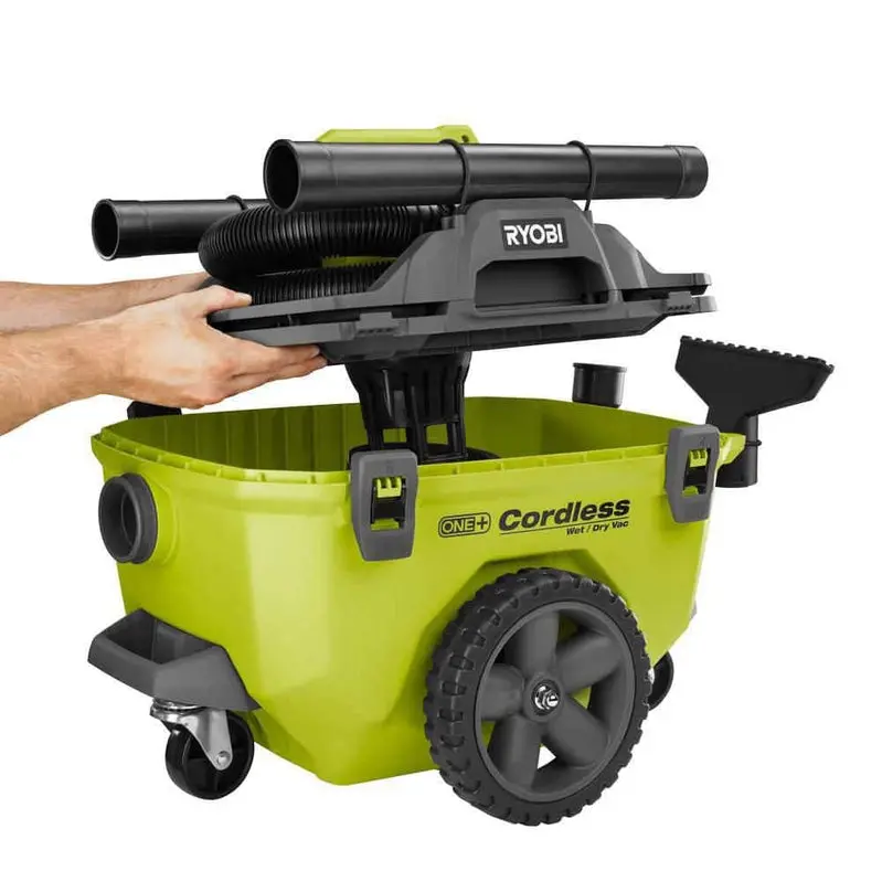 RYOBI ONE+ 18V Cordless 6-Gallon Wet/Dry Vacuum Kit – Includes 4.0 Ah Battery, Charger & Accessories (P770KN)