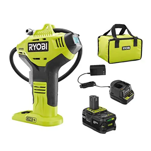 RYOBI ONE+ 18V Cordless Air Inflator — Digital Pressure Gauge, Compact Tire Inflation Tool with Lithium-Ion Battery