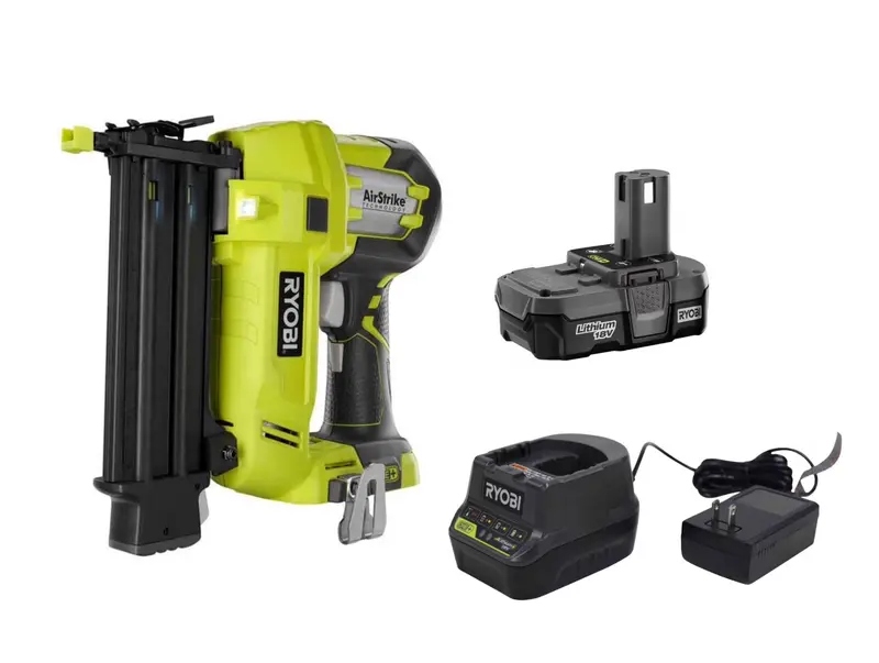 RYOBI ONE+ 18V Cordless Brad Nailer Kit – Includes P320 Nailer, Battery, and Fast Charger