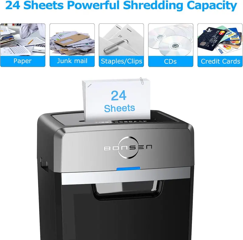 S3105 Commercial Paper Shredder – 24-Sheet Cross-Cut, 40-Min Continuous Run, 9-Gallon Bin, P-4 Security, Ultra-Quiet 55dB