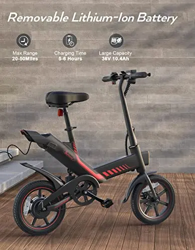 Sailnovo 14-Inch Folding Electric Bike for Teens and Adults