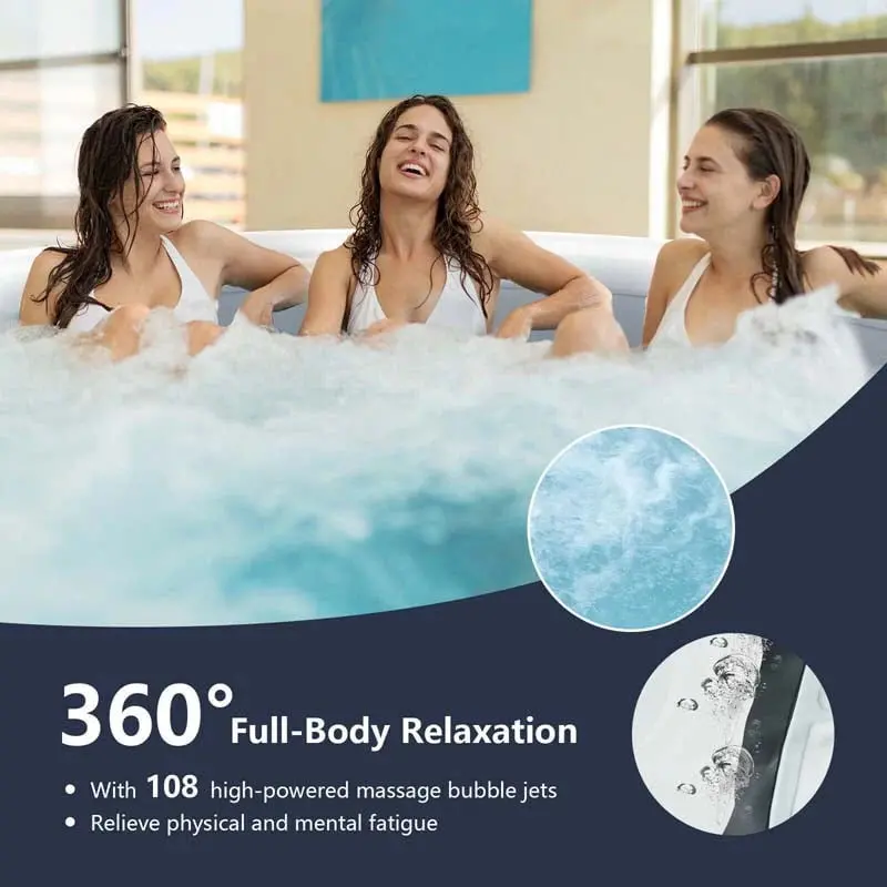 SaluSpa 4-Person Inflatable Hot Tub with 108 Air Jets, Carry Bag, Filter, and Rapid-Inflation Pump