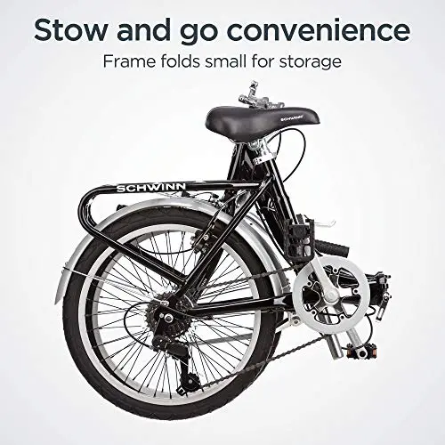 Schwinn Loop Folding Adult Bike – 20-Inch Wheels, 7-Speed Shimano Drivetrain, Lightweight Aluminum Frame