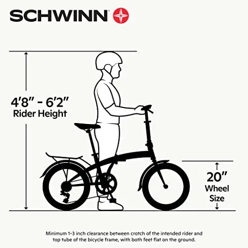 Schwinn Loop Folding Adult Bike – 20-Inch Wheels, 7-Speed Shimano Drivetrain, Lightweight Aluminum Frame