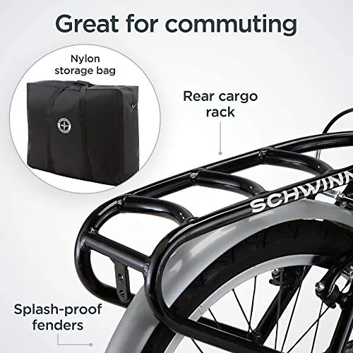 Schwinn Loop Folding Adult Bike – 20-Inch Wheels, 7-Speed Shimano Drivetrain, Lightweight Aluminum Frame