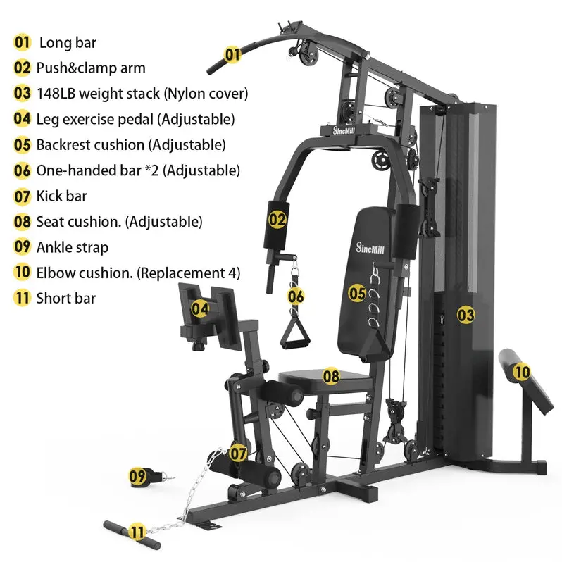 SCM-1148L Full-Body Home Gym System with 148LB Weight Capacity