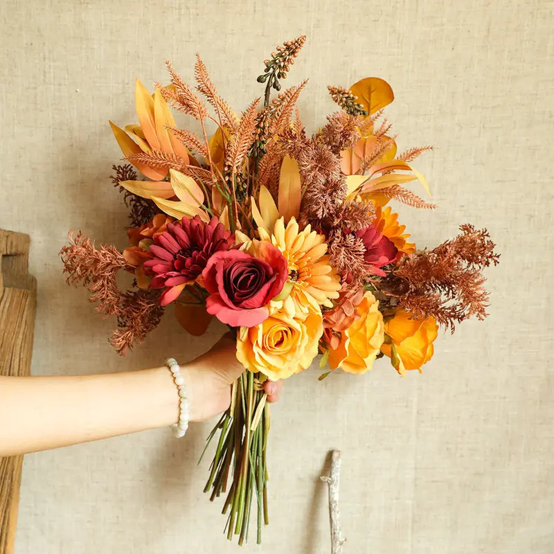 Seasonal Autumn Dried Bouquet – Warm-Toned Faux Greens & Florals for Harvest-Themed Events