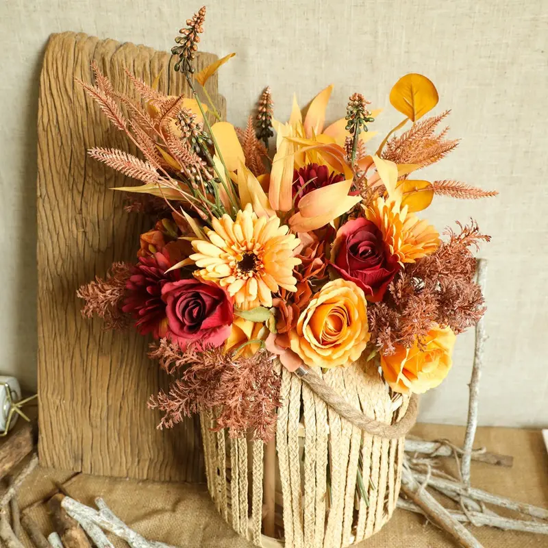 Seasonal Autumn Dried Bouquet – Warm-Toned Faux Greens & Florals for Harvest-Themed Events