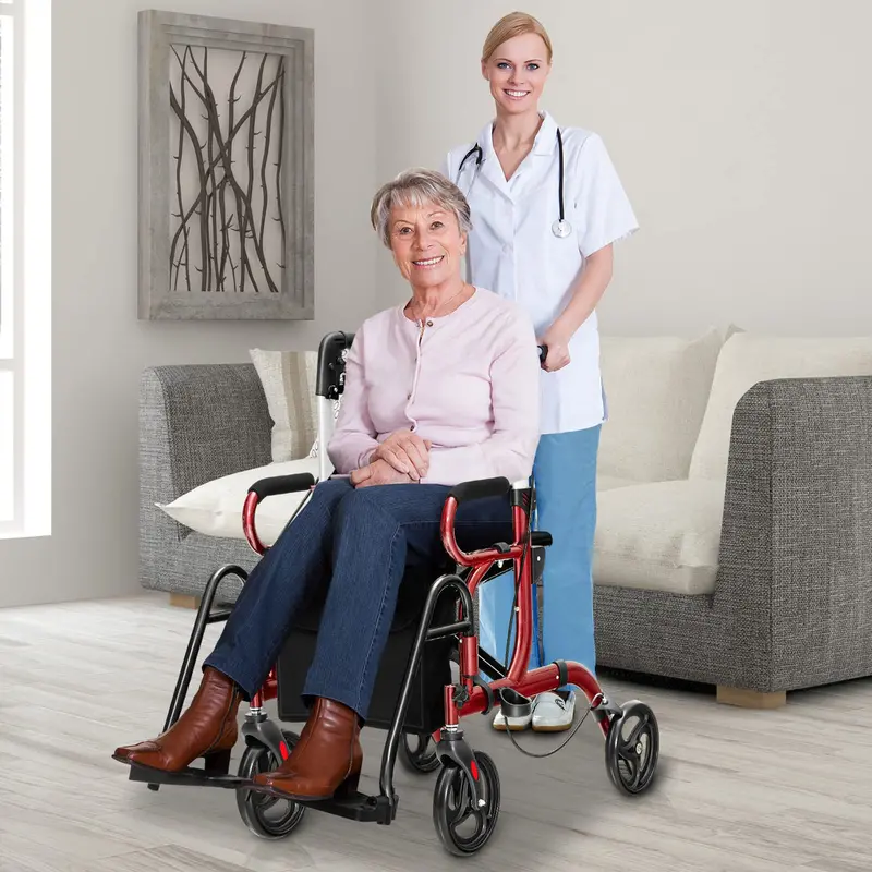 Senior-Friendly 2-in-1 Rollator Walker with Built-in Seat and Medical-Grade Support 2