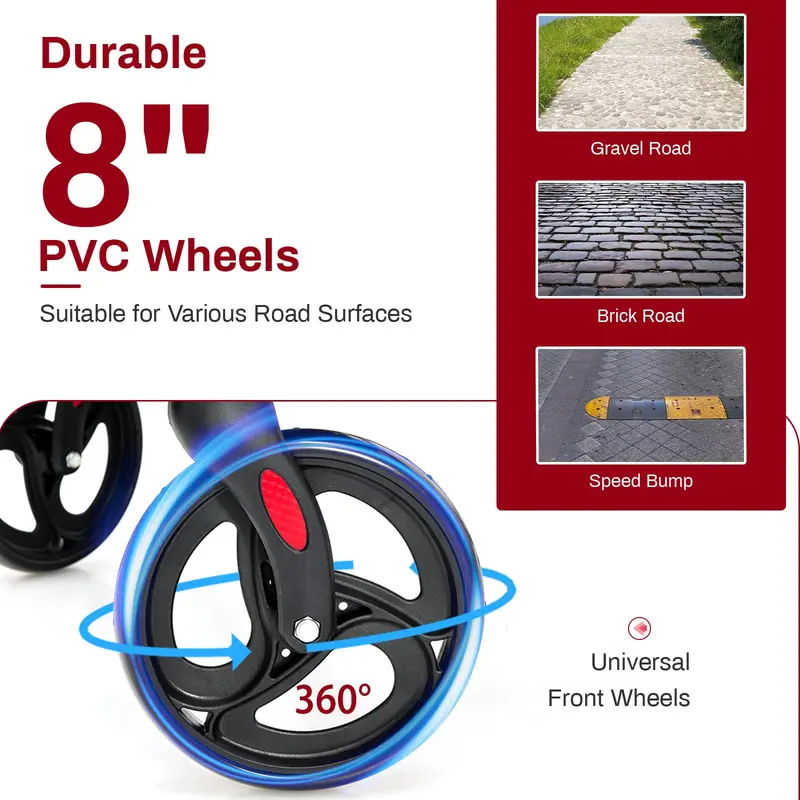 Senior-Friendly 2-in-1 Rollator Walker with Built-in Seat and Medical-Grade Support