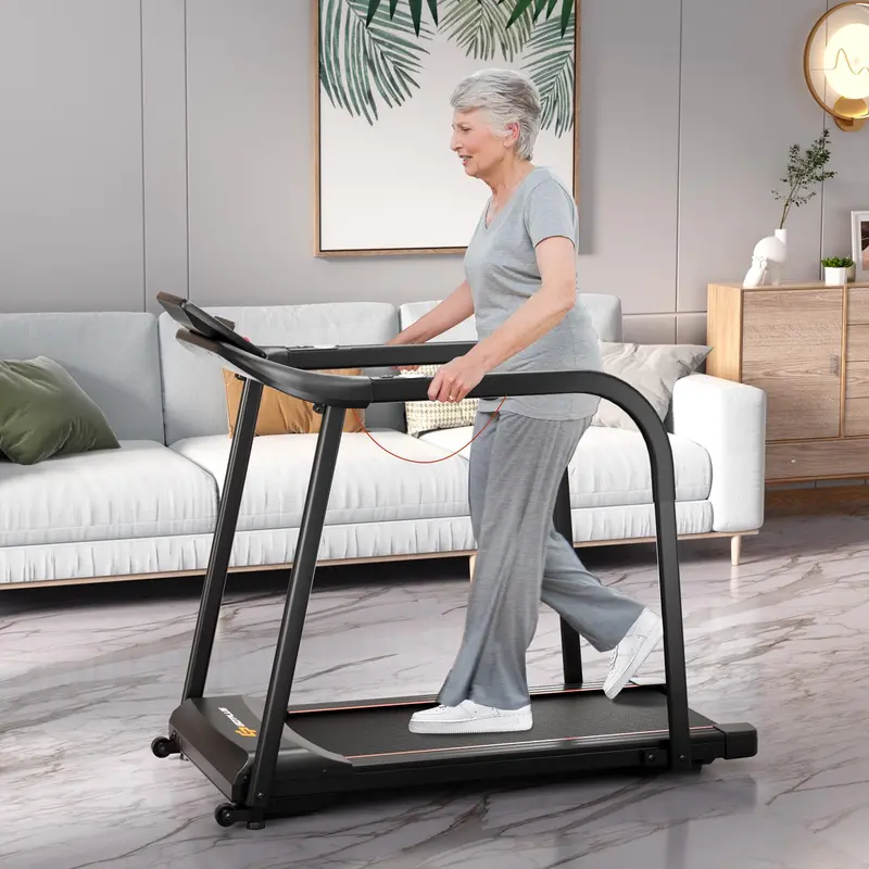 Senior-Friendly Walking Treadmill — Low-Impact Home Fitness Machine with Long Handrails, 300-Lb Capacity, and Pulse Sensors 2