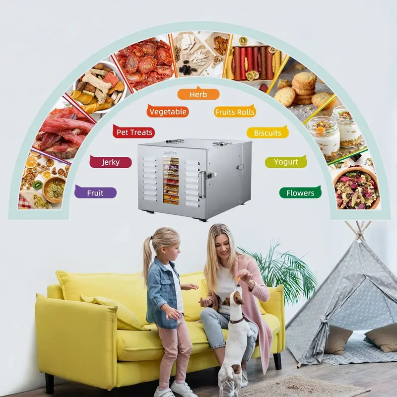Septree Commercial Food Dehydrator – 10-Tray Stainless Steel Unit for Batch Drying