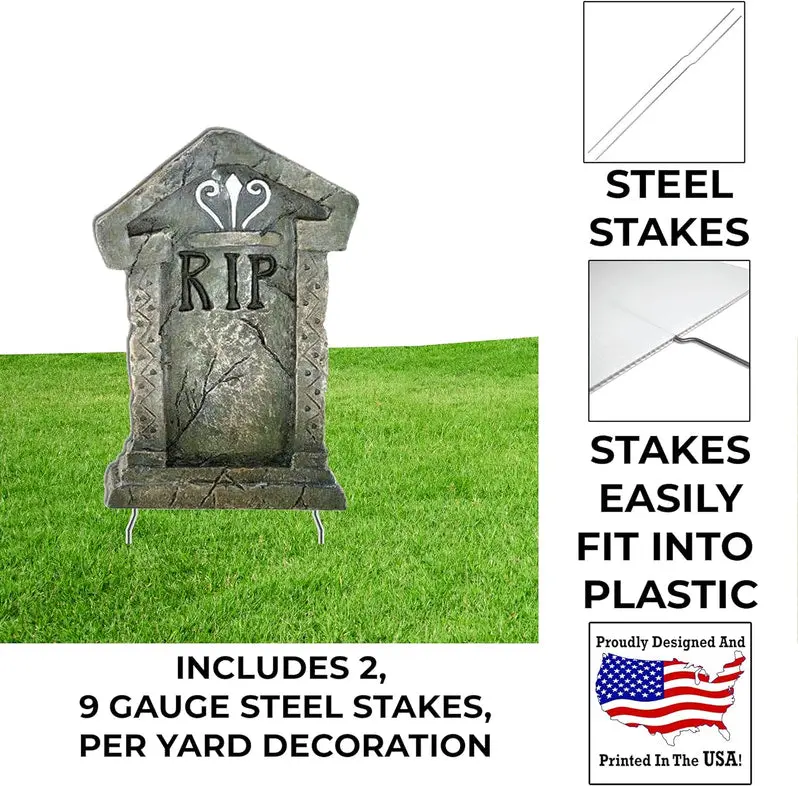 Set of 12 Spooky Halloween Tombstone Yard Decorations for Cemetery Displays
