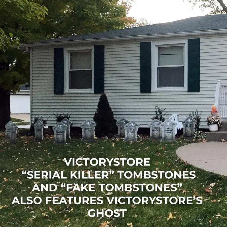 Set of 12 Spooky Halloween Tombstone Yard Decorations for Cemetery Displays