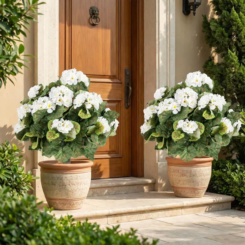 Set of 2 Begonia Ball Topiaries – 22.5-Inch Artificial Plants with Ground Anchors 2