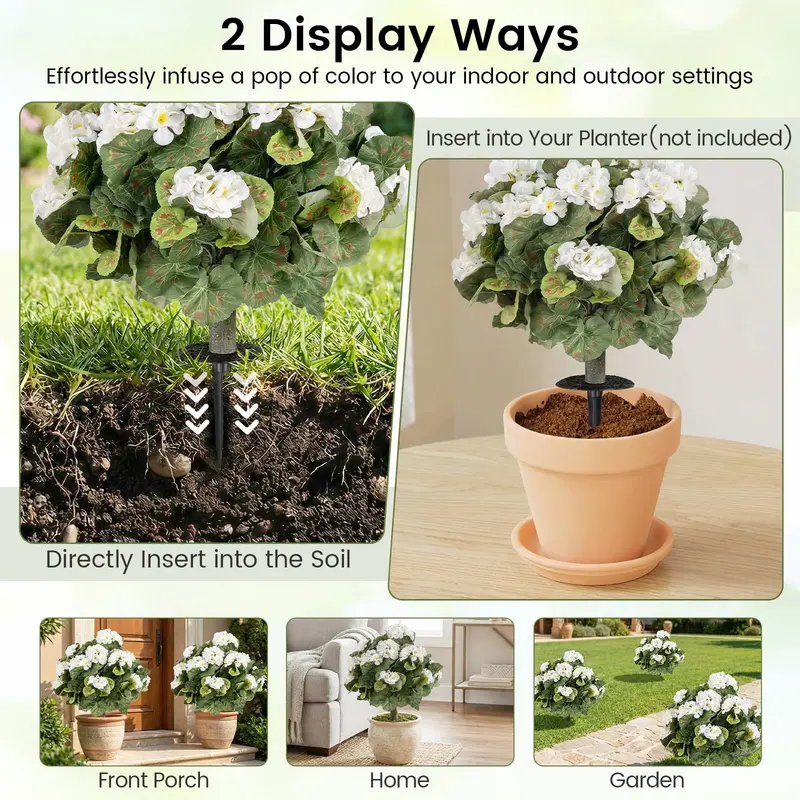 Set of 2 Begonia Ball Topiaries – 22.5-Inch Artificial Plants with Ground Anchors