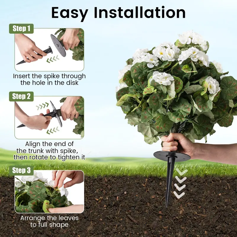 Set of 2 Begonia Ball Topiaries – 22.5-Inch Artificial Plants with Ground Anchors
