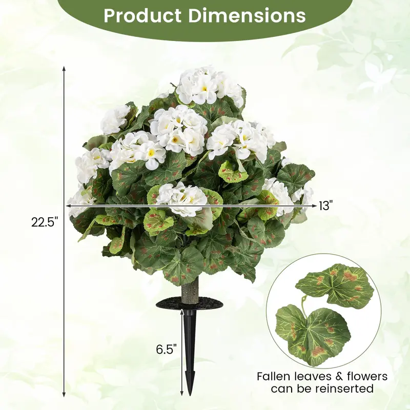 Set of 2 Begonia Ball Topiaries – 22.5-Inch Artificial Plants with Ground Anchors
