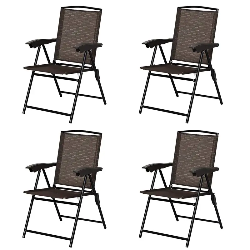 Set of 4 Lightweight Folding Sling Chairs for Patios, Campsites, or Indoor Use