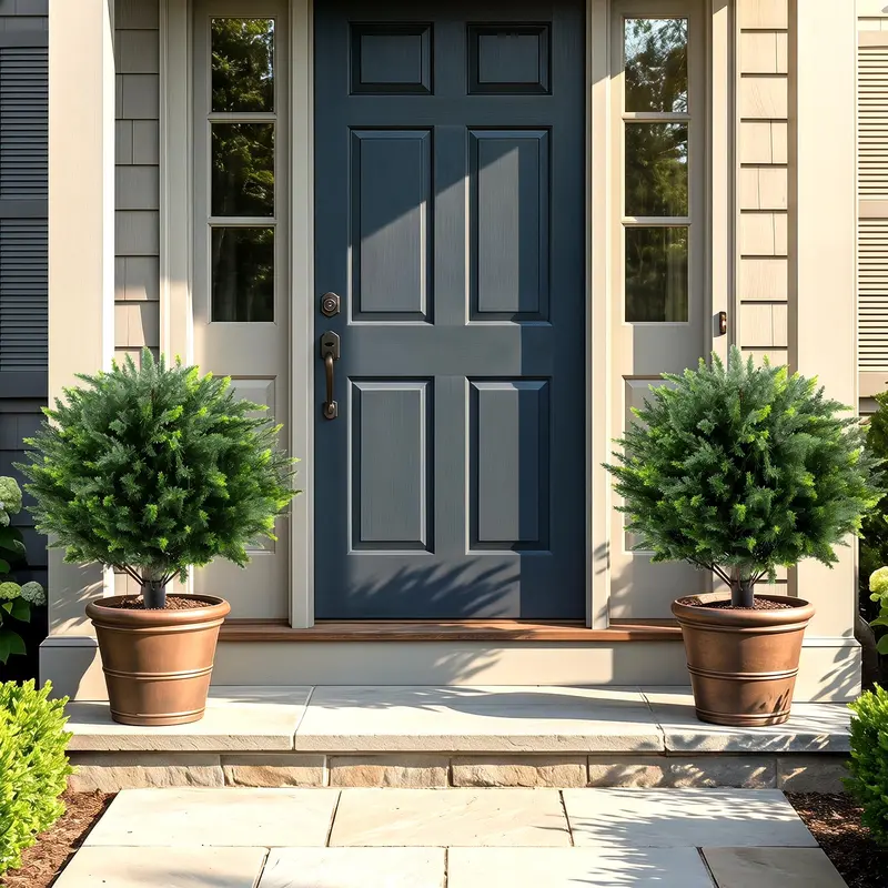 Set of Two 27.5-Inch Artificial Cypress Topiaries – UV-Resistant Patio & Porch Decor 2