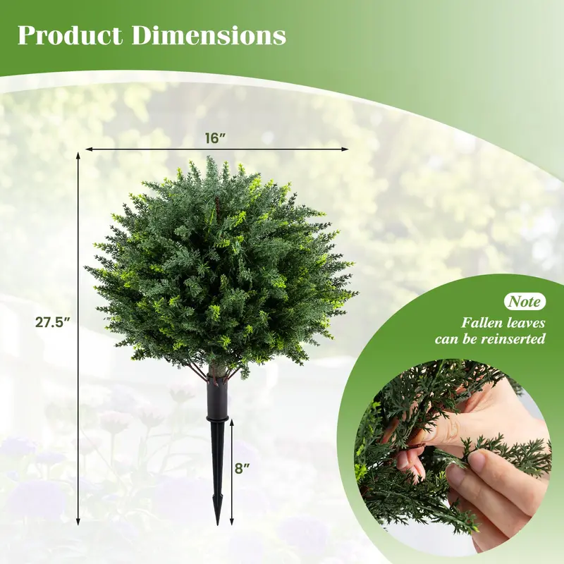 Set of Two 27.5-Inch Artificial Cypress Topiaries – UV-Resistant Patio & Porch Decor