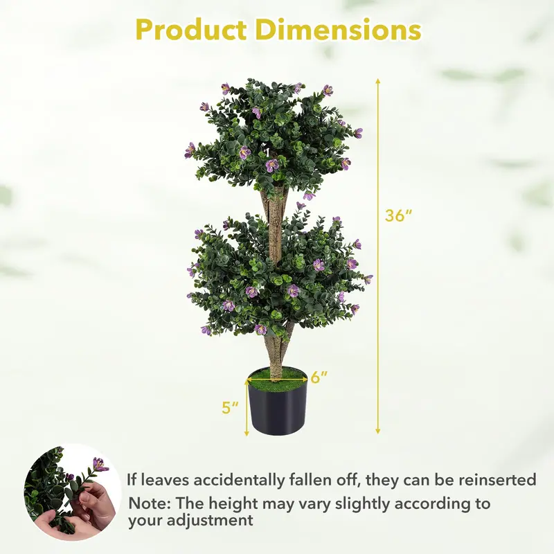 Set of Two 3-Foot Double-Ball Boxwood Topiaries for Porch or Entryway Decoration