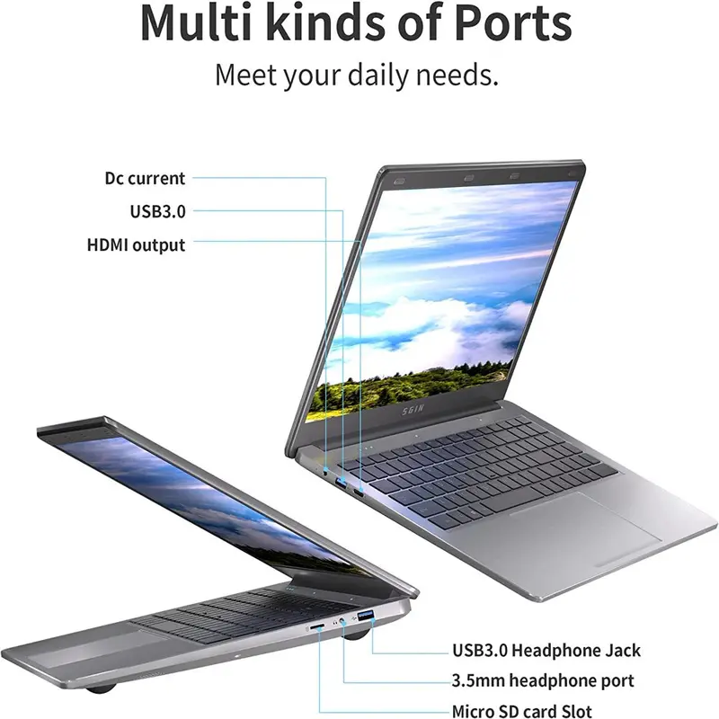 SGIN M15 15.6-Inch Laptop – Windows 11, Quad-Core Intel Celeron, 4GB RAM & 128GB SSD
