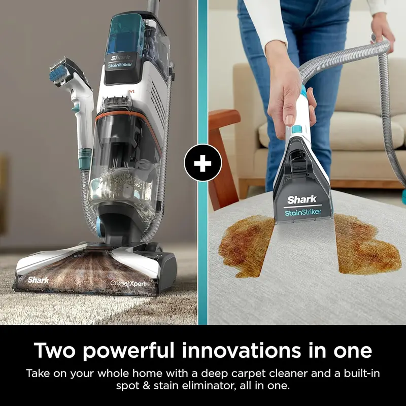 Shark CarpetXpert EX201 Deep-Clean Carpet Cleaner – Cyan Unit Featuring StainStriker Technology, Pet Stain Removal, and Onboard Tool Storage