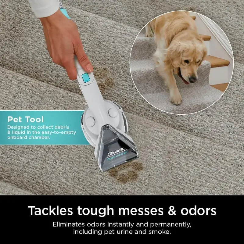 Shark CarpetXpert EX201 Deep-Clean Carpet Cleaner – Cyan Unit Featuring StainStriker Technology, Pet Stain Removal, and Onboard Tool Storage