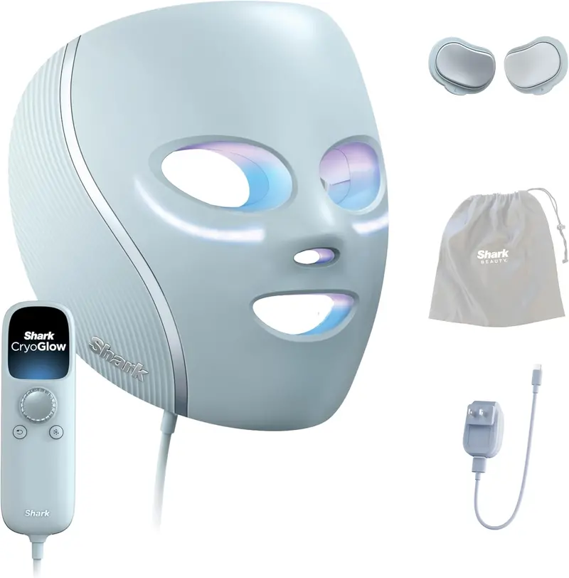 Shark CryoGlow LED Face Mask with Cooling Eye Gel Pads & Anti-Aging Therapy