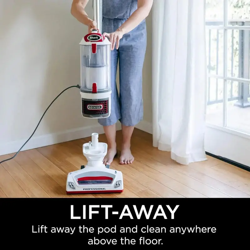 Shark NV501 Lift-Away Upright Vacuum – HEPA Filtration, Swivel Steering & LED Headlights (White/Red)