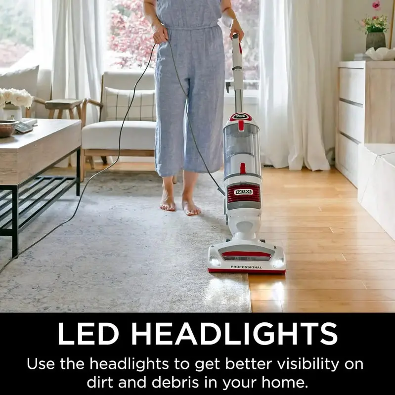 Shark NV501 Lift-Away Upright Vacuum – HEPA Filtration, Swivel Steering & LED Headlights (White/Red)