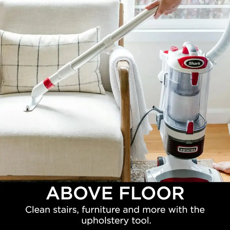 Shark NV501 Lift-Away Upright Vacuum – HEPA Filtration, Swivel Steering & LED Headlights (White/Red)