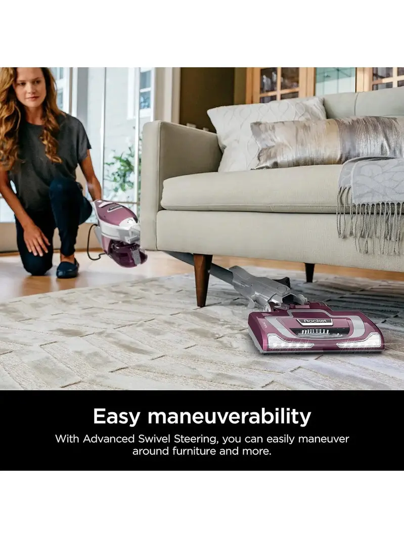 Shark Rocket Deluxe Pro Corded Stick Vacuum – Lightweight, Pet Hair Tools, LED Lighting (Bordeaux/Silver)