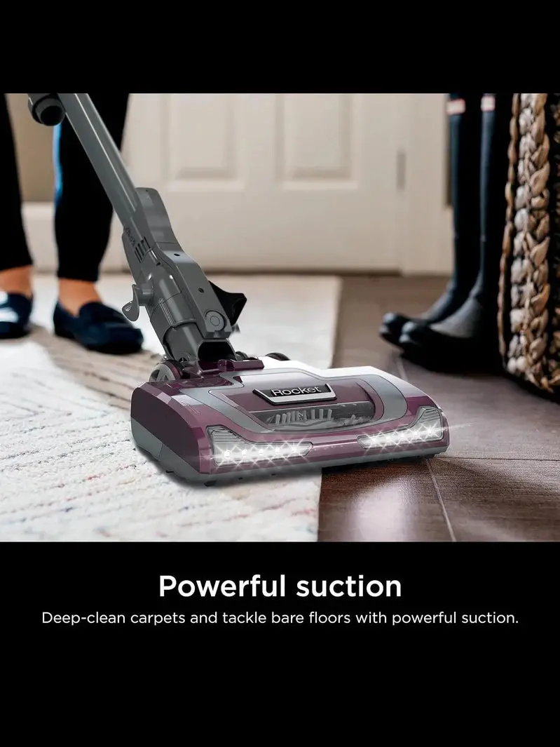 Shark Rocket Deluxe Pro Corded Stick Vacuum – Lightweight, Pet Hair Tools, LED Lighting (Bordeaux/Silver)