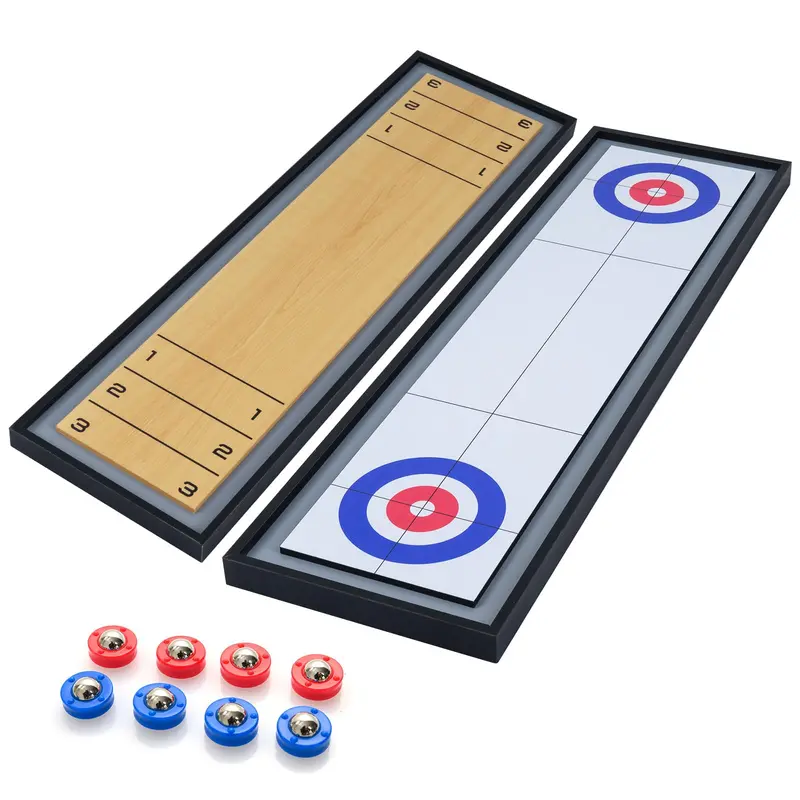 Shuffleboard and Curling Hybrid Board Game Set for Adult Play