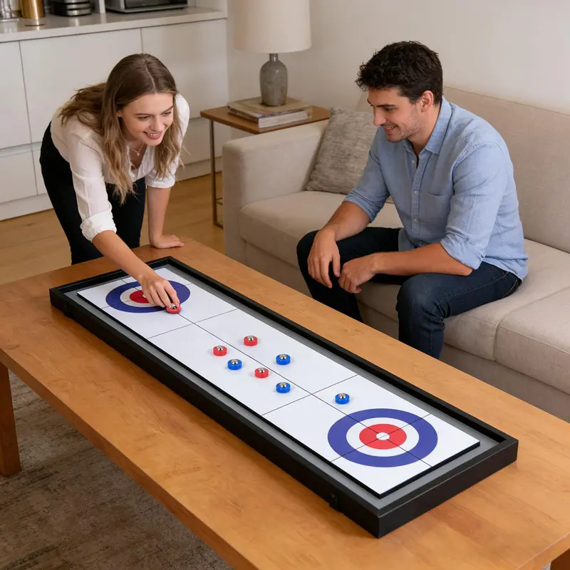 Shuffleboard and Curling Hybrid Board Game Set for Adult Play 2
