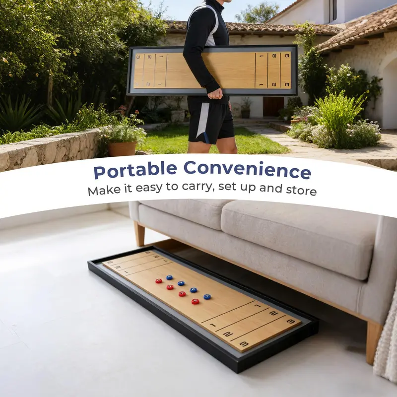 Shuffleboard and Curling Hybrid Board Game Set for Adult Play